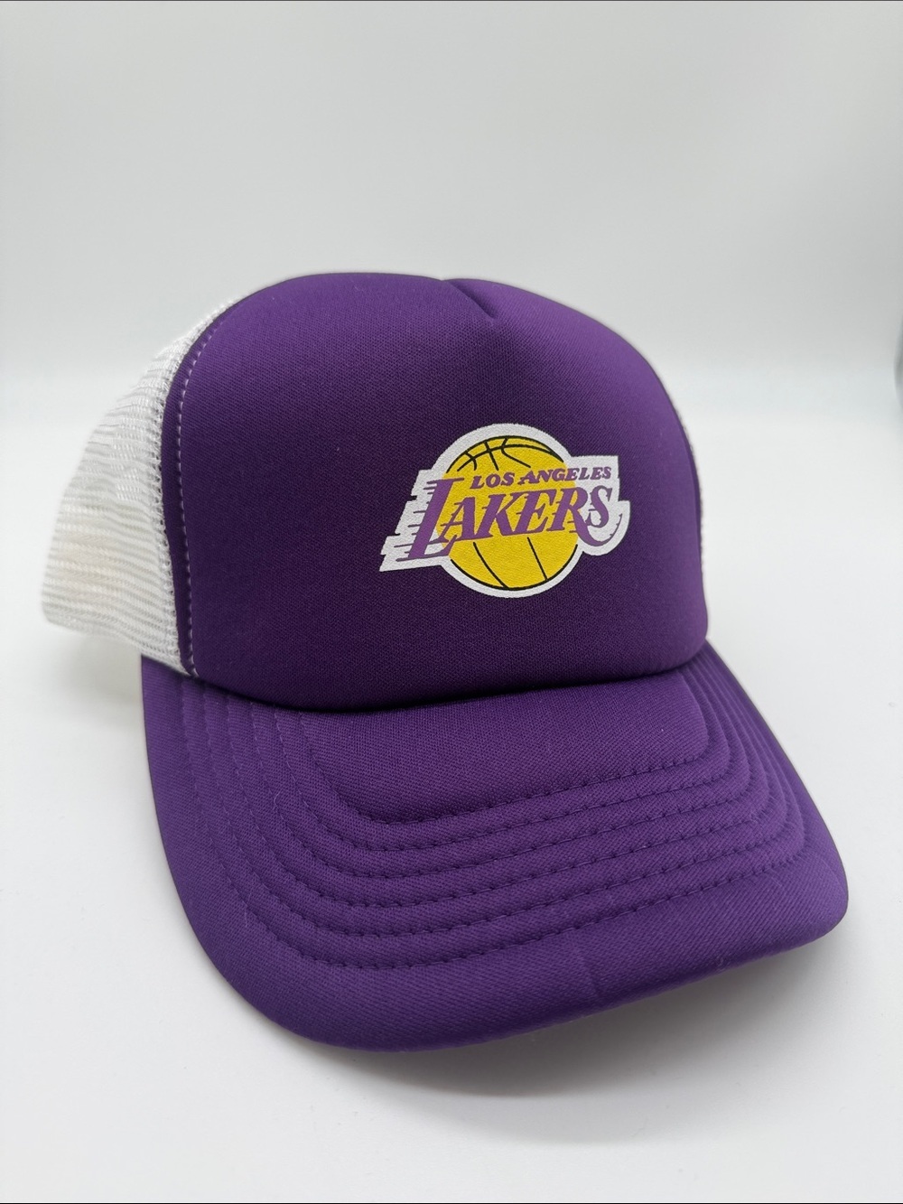 Vintage Los Angeles Lakers Purple & White Trucker Hat Adjustable Mesh One Size